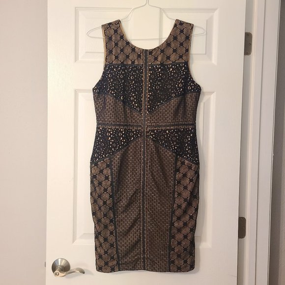Anthropologie Heartloom Fitted Black Lace Dress ~ Size Large - Picture 1 of 9